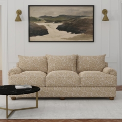 D3594 Tan Bloom fabric upholstered on furniture scene