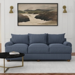 D4045 Navy Polly fabric upholstered on furniture scene