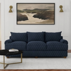 D4060 Navy Lily fabric upholstered on furniture scene