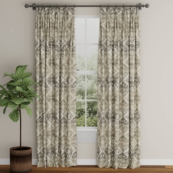 D4121 Pewter drapery fabric on window treatments