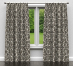 D864 Zion/Storm drapery fabric on window treatments
