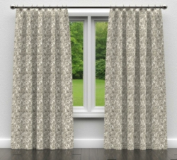 D865 Zion/Smoke drapery fabric on window treatments