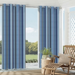 D940 Chambray Stripe drapery fabric on window treatments
