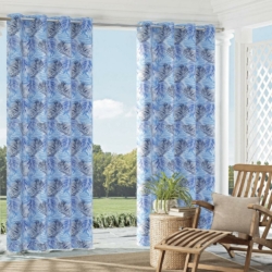 D955 Ocean Breeze drapery fabric on window treatments