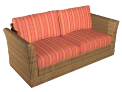D979 Coral Stripe fabric upholstered on furniture scene