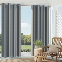 D980 Heather Stripe drapery fabric on window treatments