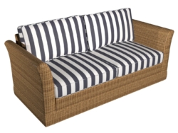 D982 Navy Stripe fabric upholstered on furniture scene