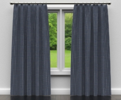 R204 Indigo Checkerboard drapery fabric on window treatments