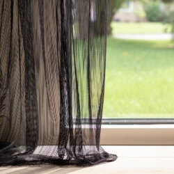 SH181 Onyx drapery fabric on window treatments