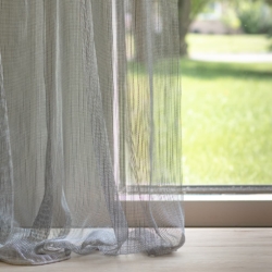 SH184 Slate drapery fabric on window treatments